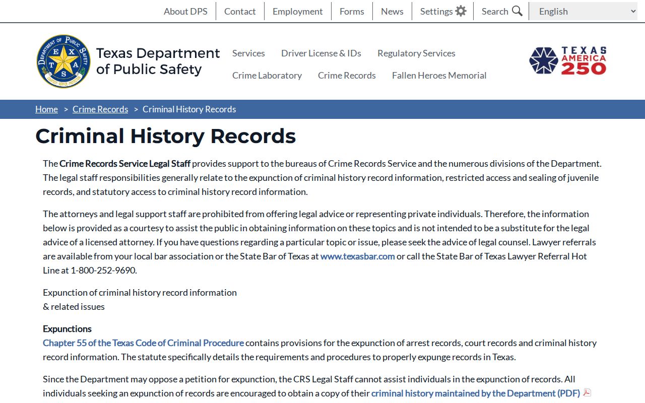 Texas DPS remedies for Brooks County arrest history records