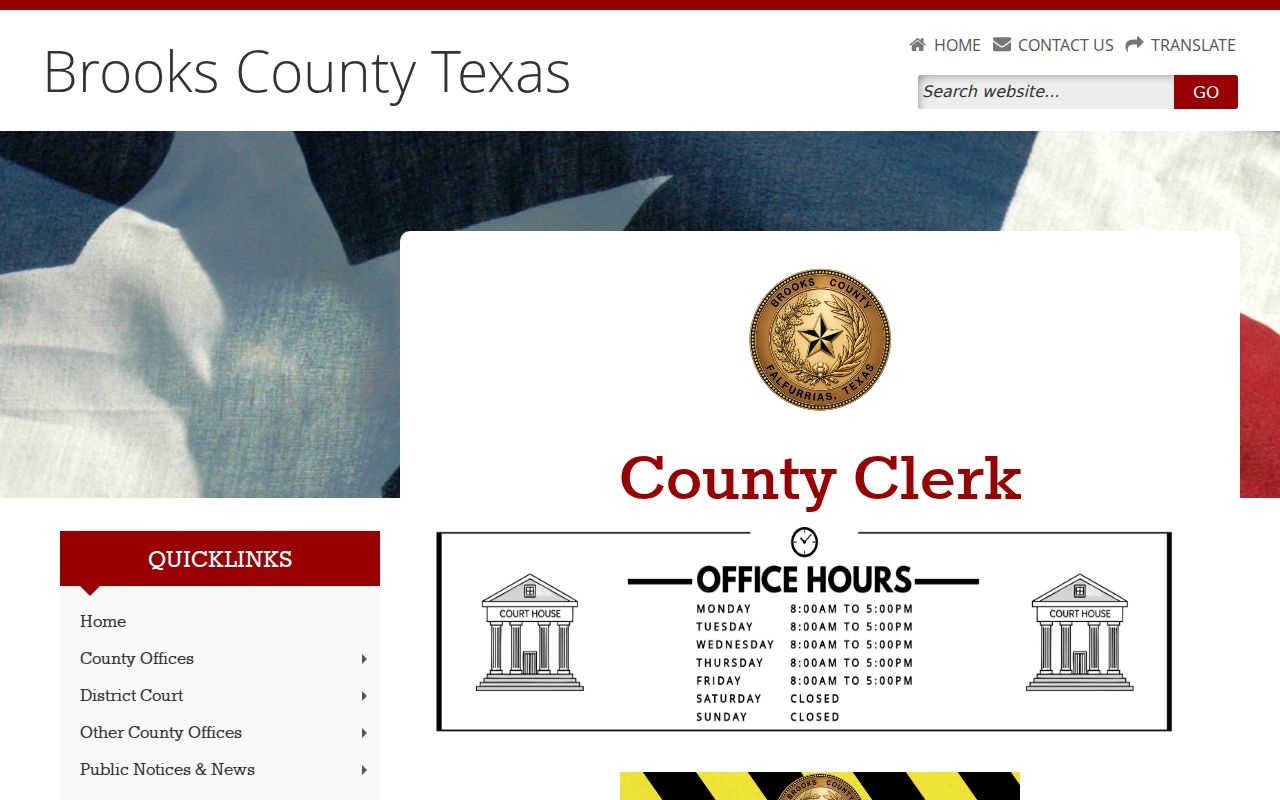 Brooks County criminal court case access at the County Clerk