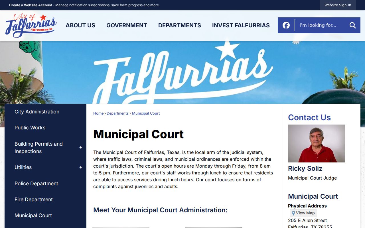 Falfurrias criminal history and Municipal Court records page