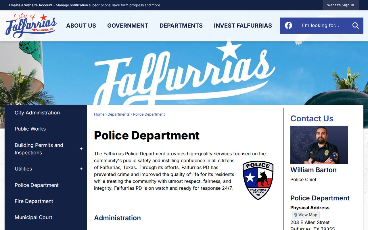 Falfurrias criminal history and Police Department records contact